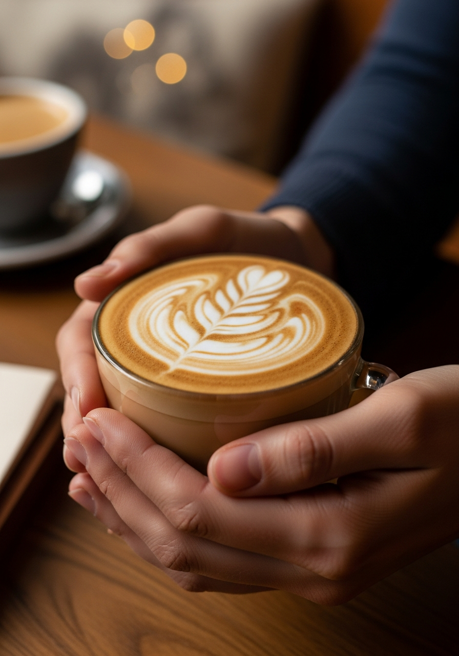 Latte in hands