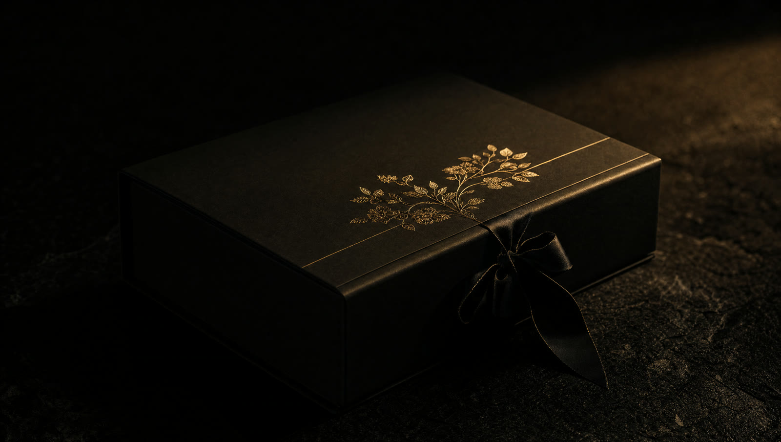 Black-and-gold couture packaging