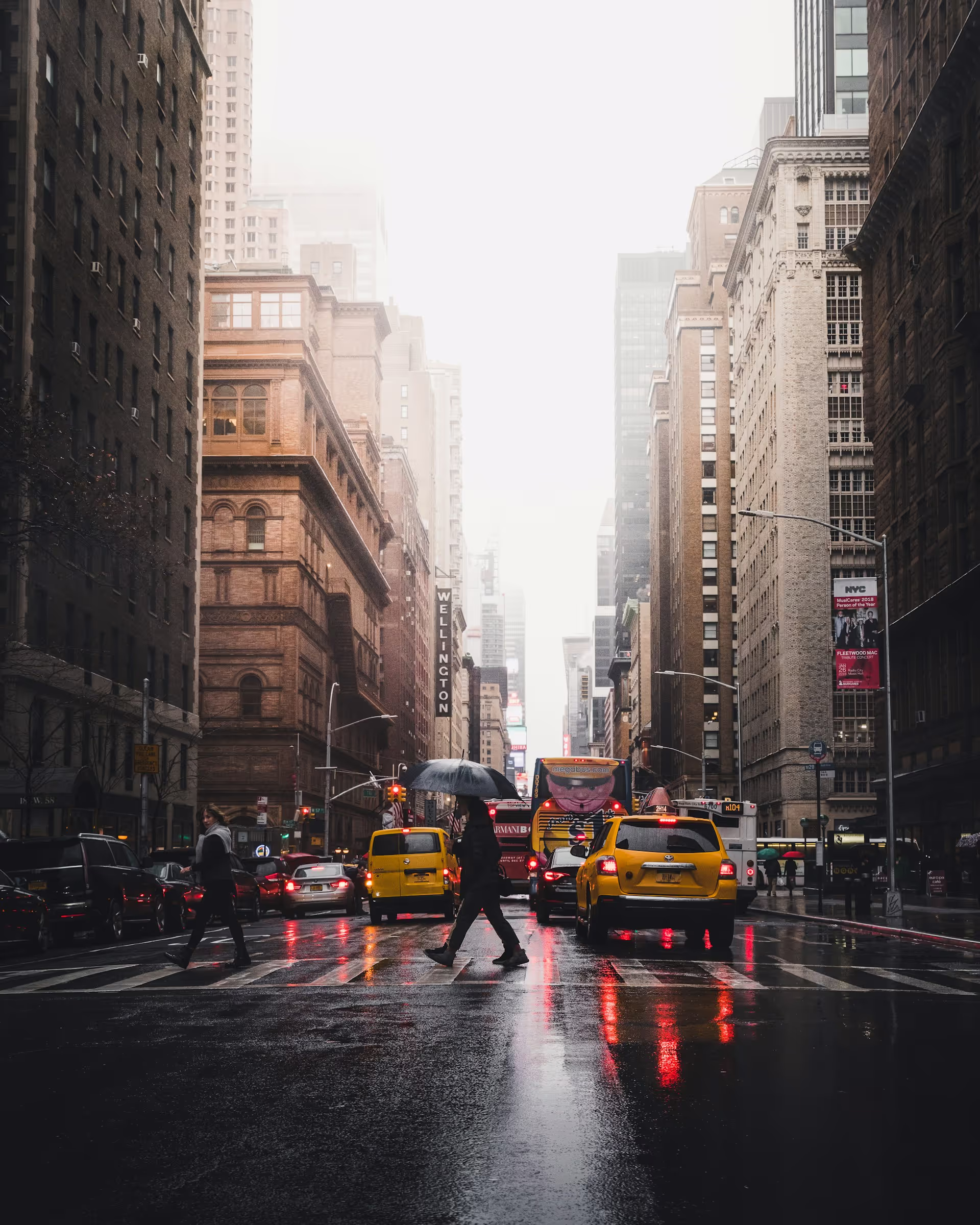 Rainy Brooklyn street at night