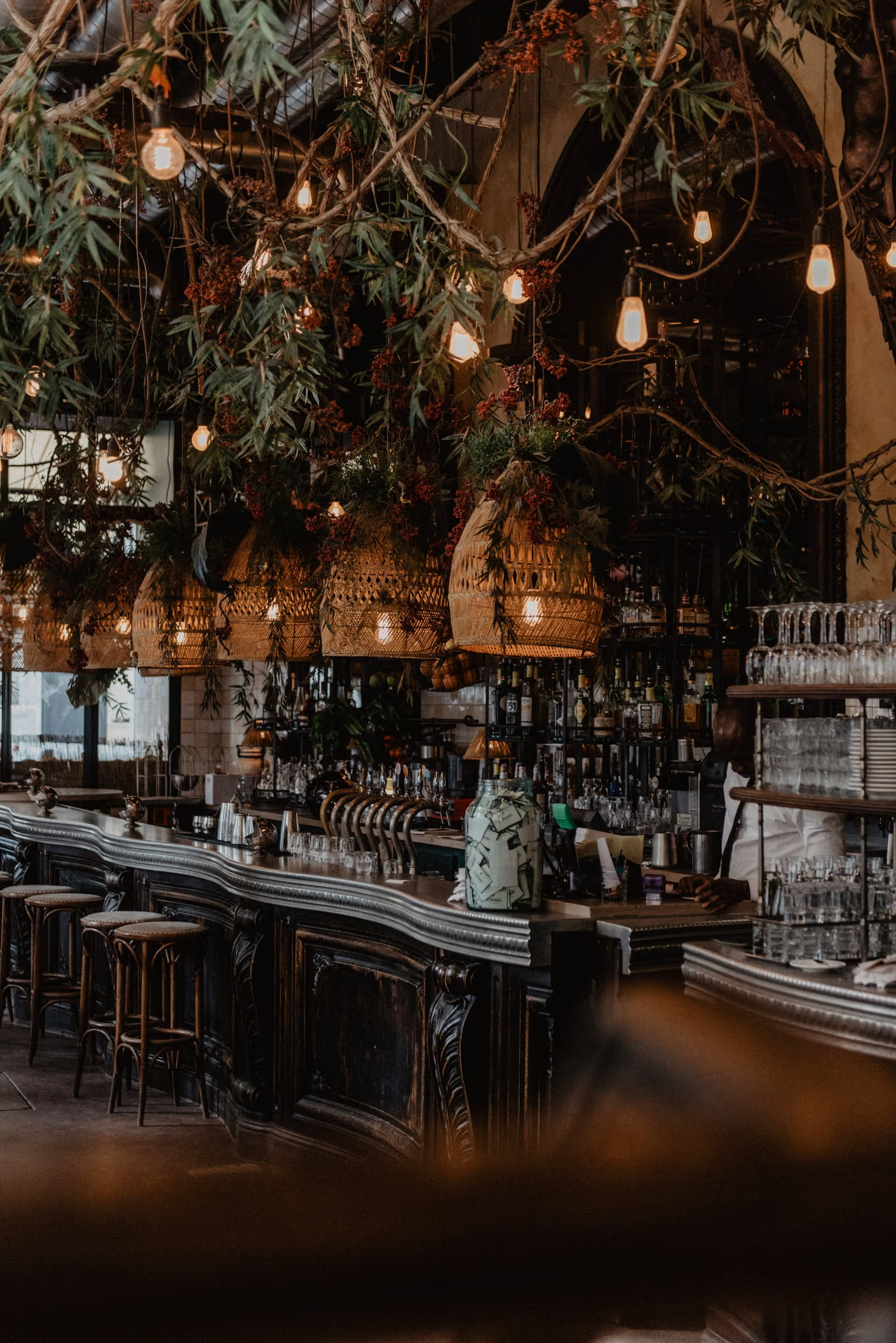 Vintage backlit bar wall