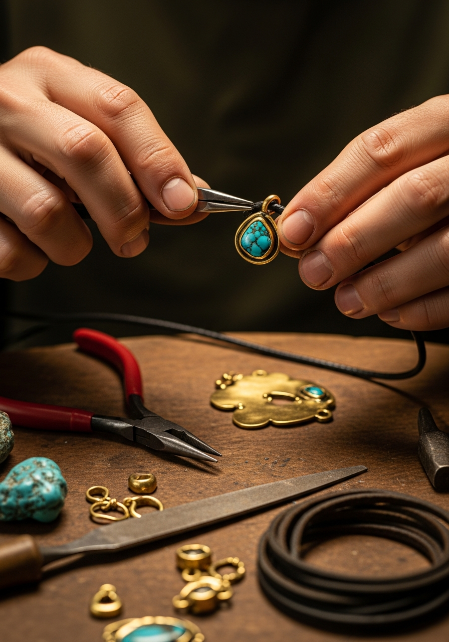 Hands crafting jewelry