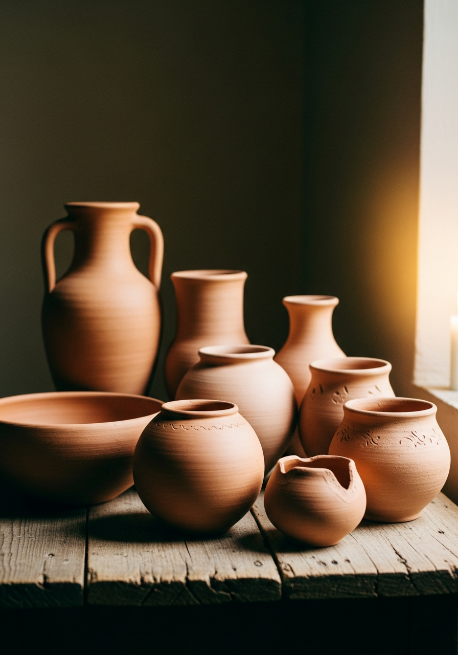 Raw terracotta vessels