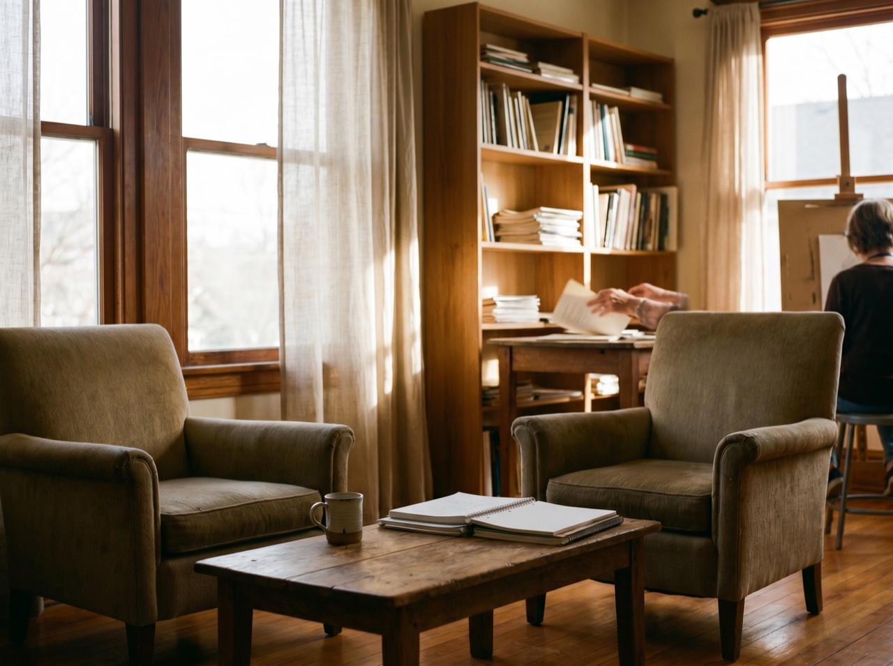 A calm, considered coaching space in soft daylight
