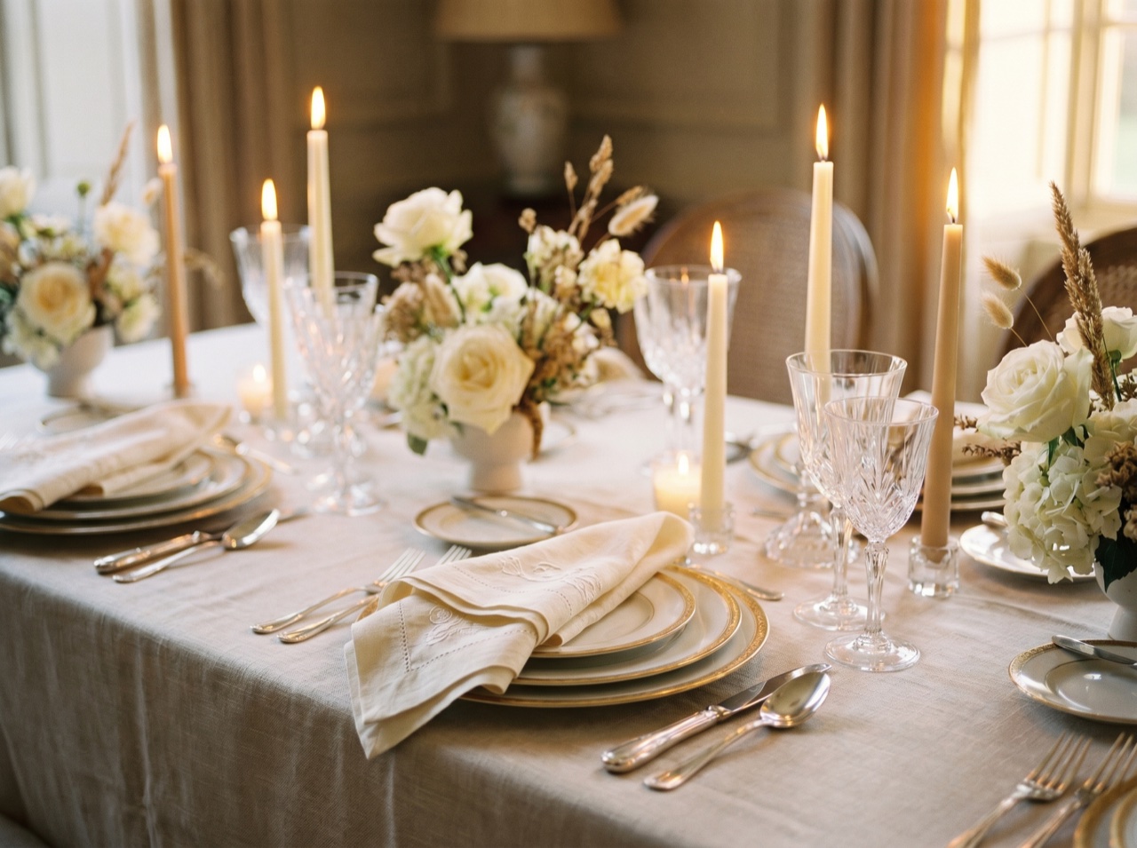 A detail of a formal event programme and place setting