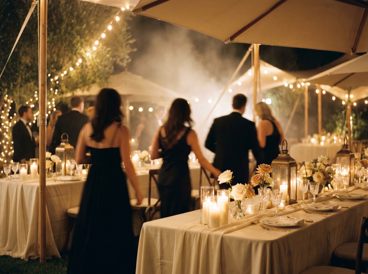 A celebration lit in colour at night, movement and energy