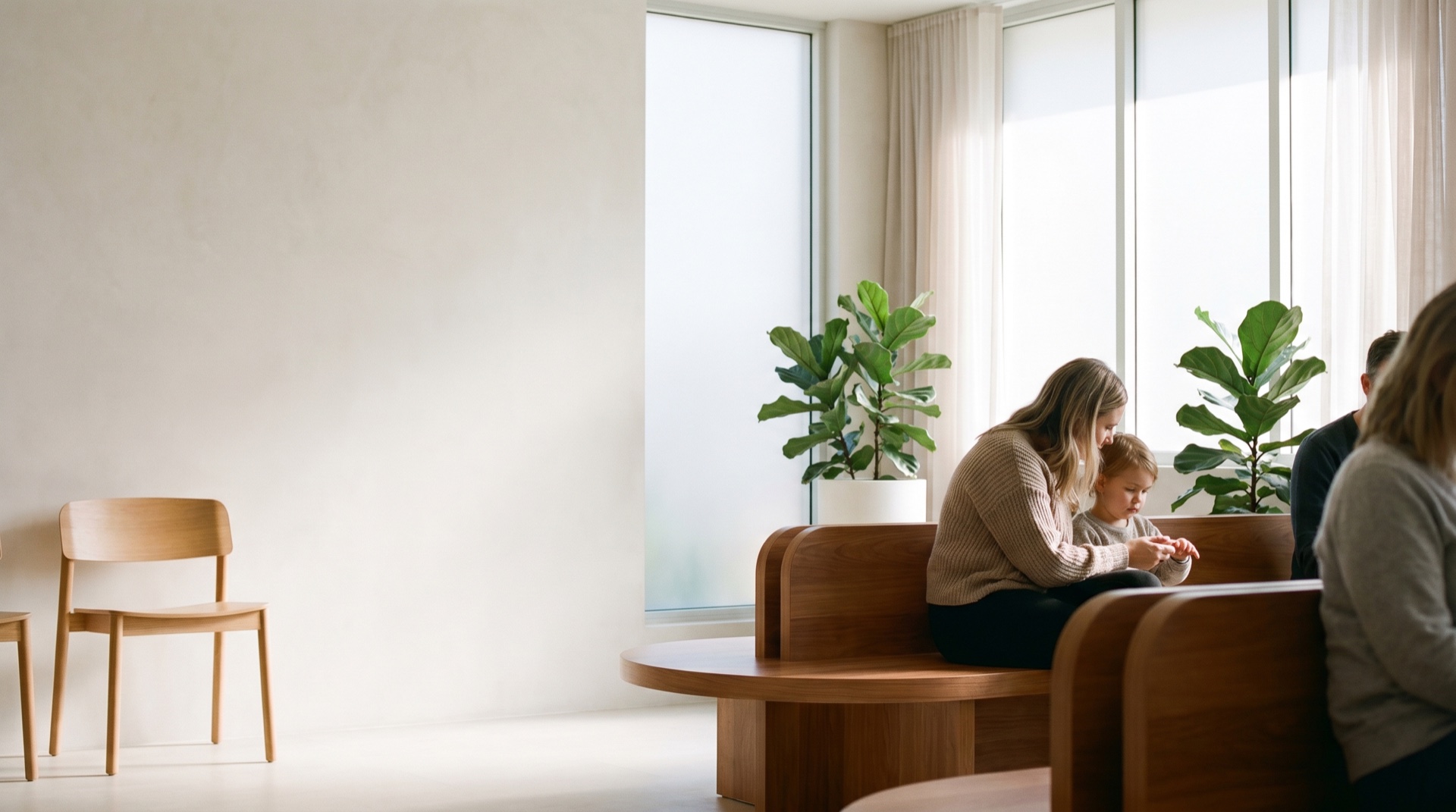 A calm, warm clinical interior generated in the UOVA studio
