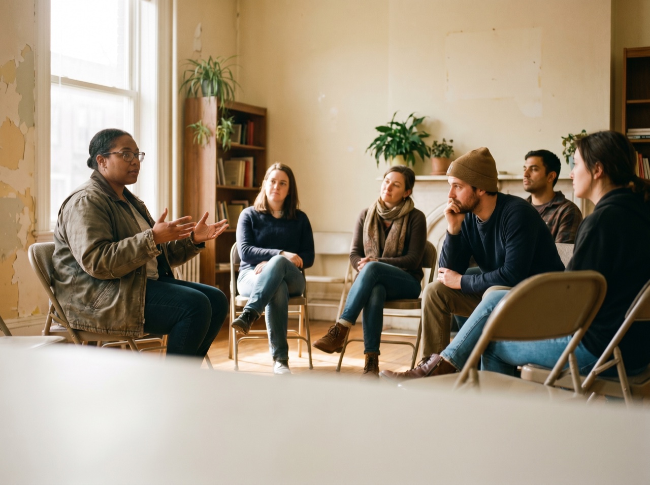An advocate addressing an engaged audience