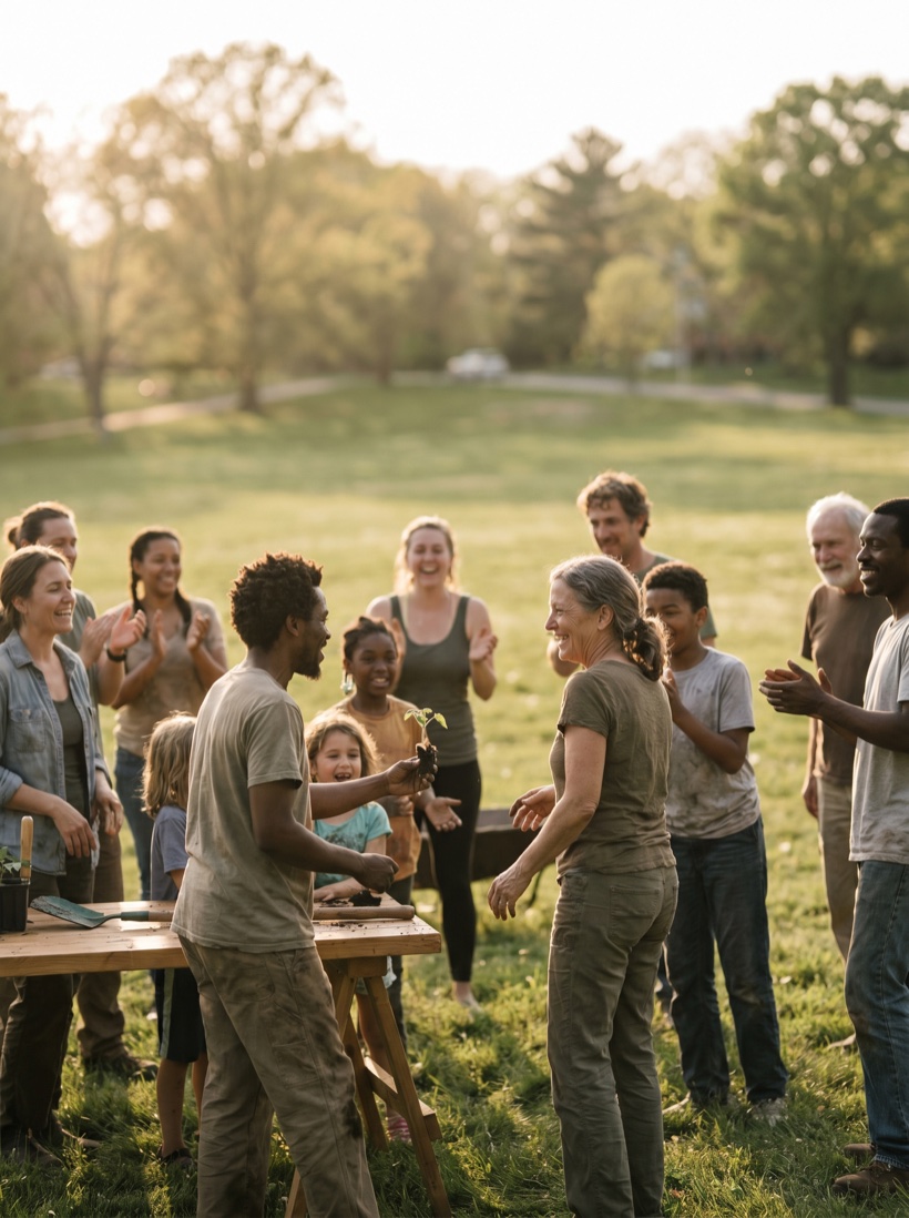 A community gathering for a cause outdoors