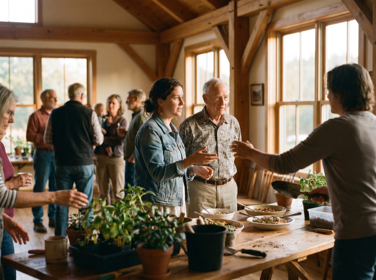 A welcoming gathering space in golden light