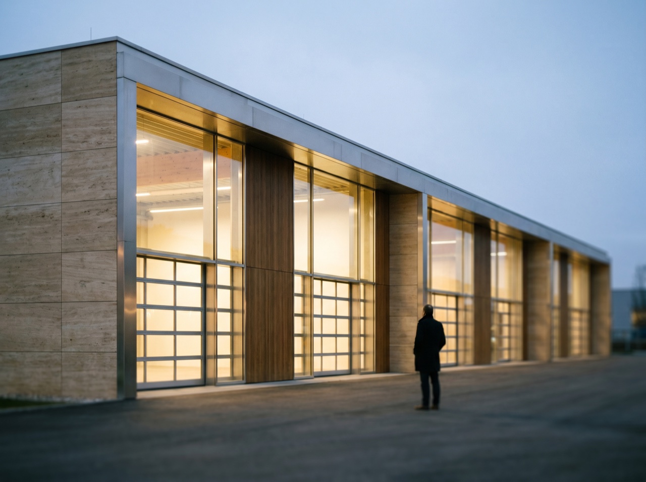 A modern logistics and industrial building exterior