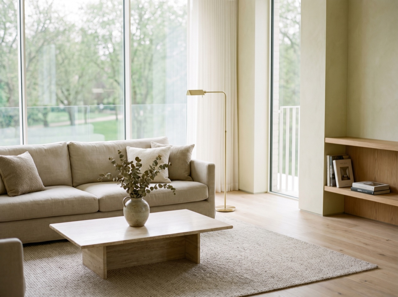 A calm, well-kept managed living space in soft light