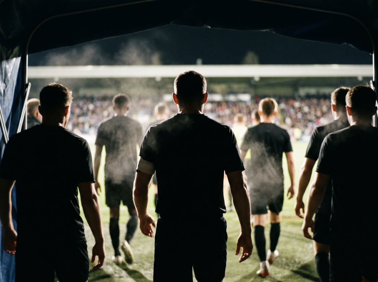 A captain leading the team out onto the pitch