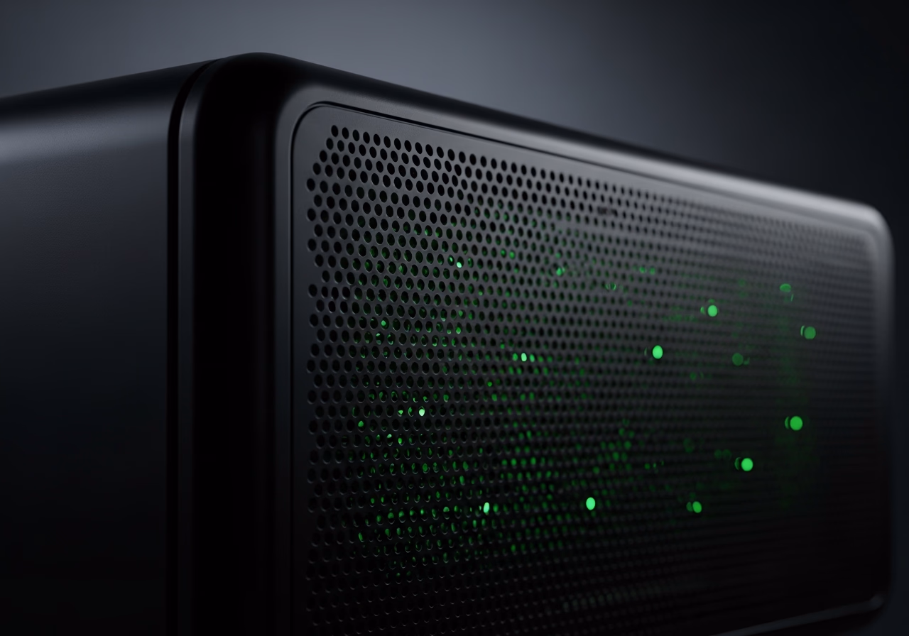 Macro detail of the speaker grille